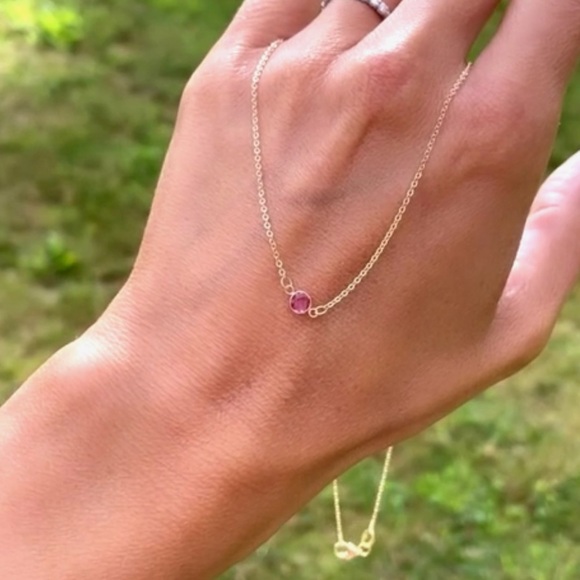 NEW HaverHill Petite 1 Birthstone Necklace in 14k Gold(Pink Sapphire October) - Picture 3 of 9
